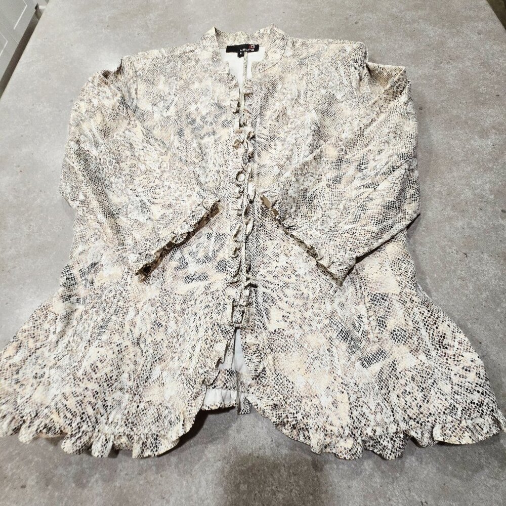 LAURA Women's 3/4 Sleeve Snakeskin Print Jacket - Metallic Gold - Size 6